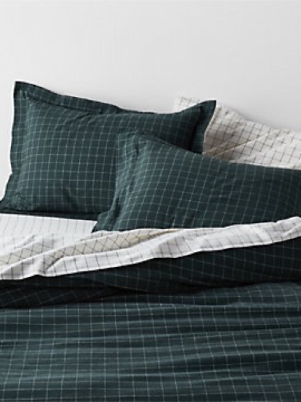EUC Crate and Barrel Organic Cotton Flannel Spruce Duvet and Shams K